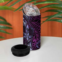 Hawaii Makahiki Season 4 in 1 Can Cooler Tumbler Floral Tribal Tattoo Purple Galaxy LT05 - Polynesian Pride