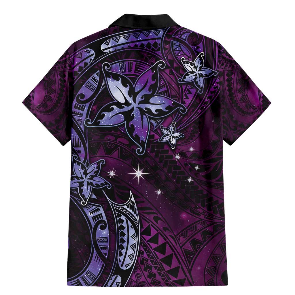 Hawaii Makahiki Season Family Matching Mermaid Dress and Hawaiian Shirt Floral Tribal Tattoo Purple Galaxy LT05 - Polynesian Pride
