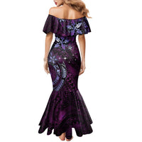 Hawaii Makahiki Season Family Matching Mermaid Dress and Hawaiian Shirt Floral Tribal Tattoo Purple Galaxy LT05 - Polynesian Pride
