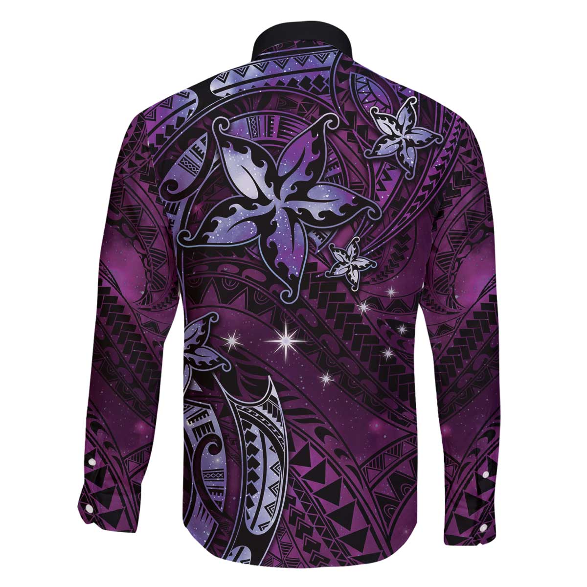 Hawaii Makahiki Season Family Matching Puletasi and Hawaiian Shirt Floral Tribal Tattoo Purple Galaxy LT05 - Polynesian Pride