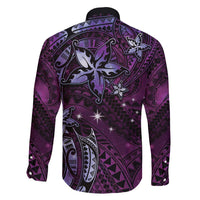 Hawaii Makahiki Season Family Matching Summer Maxi Dress and Hawaiian Shirt Floral Tribal Tattoo Purple Galaxy LT05 - Polynesian Pride