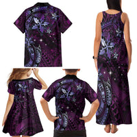 Hawaii Makahiki Season Family Matching Tank Maxi Dress and Hawaiian Shirt Floral Tribal Tattoo Purple Galaxy LT05 - Polynesian Pride