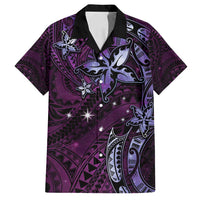 Hawaii Makahiki Season Family Matching Tank Maxi Dress and Hawaiian Shirt Floral Tribal Tattoo Purple Galaxy LT05 Dad's Shirt - Short Sleeve Purple - Polynesian Pride