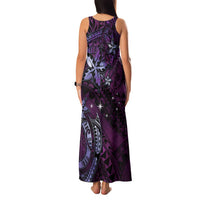 Hawaii Makahiki Season Family Matching Tank Maxi Dress and Hawaiian Shirt Floral Tribal Tattoo Purple Galaxy LT05 - Polynesian Pride