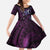 Hawaii Makahiki Season Kid Short Sleeve Dress Floral Tribal Tattoo Purple Galaxy