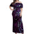 Hawaii Makahiki Season Off Shoulder Maxi Dress Floral Tribal Tattoo Purple Galaxy
