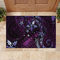 Hawaii Makahiki Season Rubber Doormat Floral Tribal Tattoo Purple Galaxy