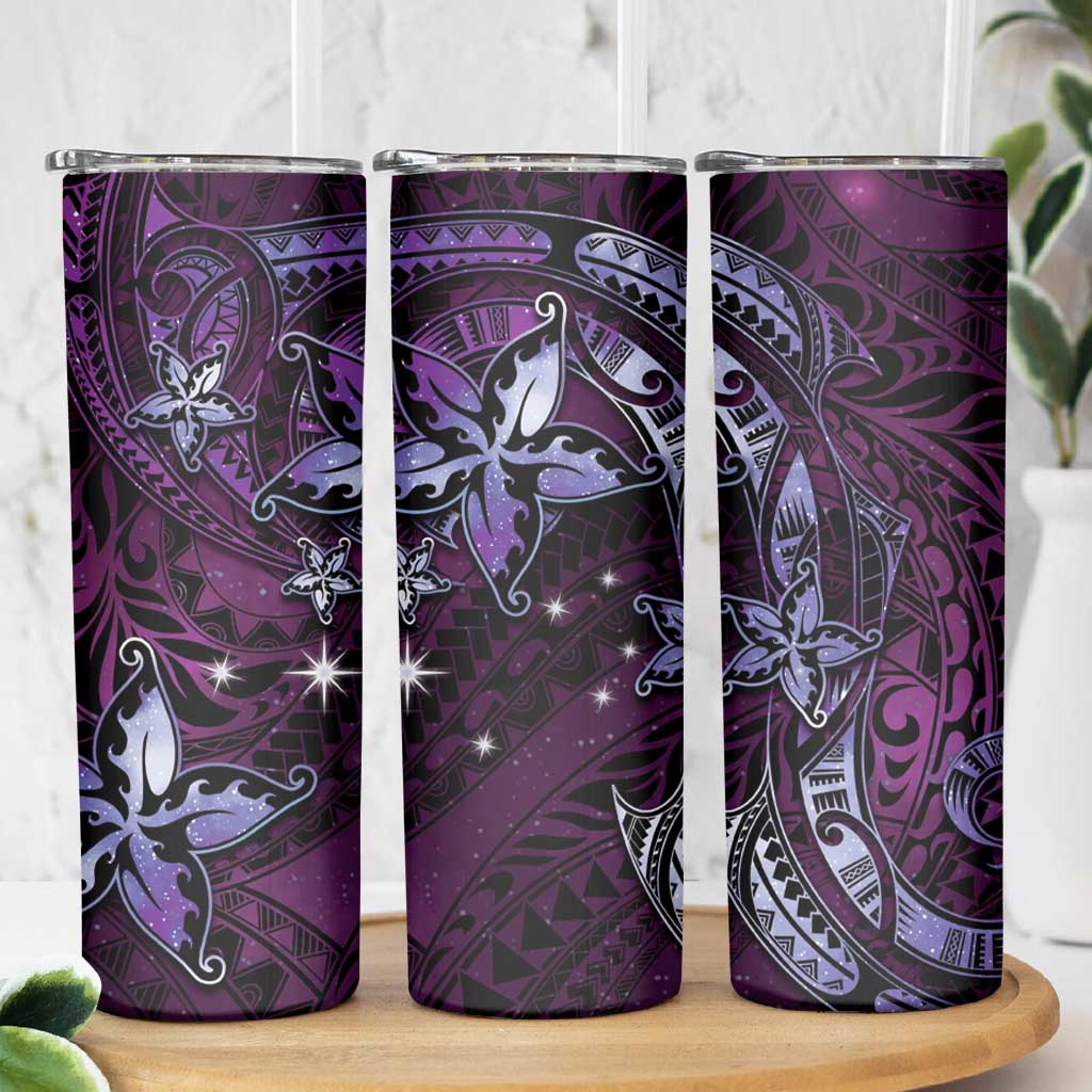 Hawaii Makahiki Season Skinny Tumbler Floral Tribal Tattoo Purple Galaxy LT05 - Polynesian Pride