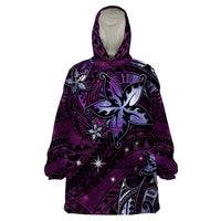 Hawaii Makahiki Season Wearable Blanket Hoodie Floral Tribal Tattoo Purple Galaxy LT05 One Size Purple - Polynesian Pride