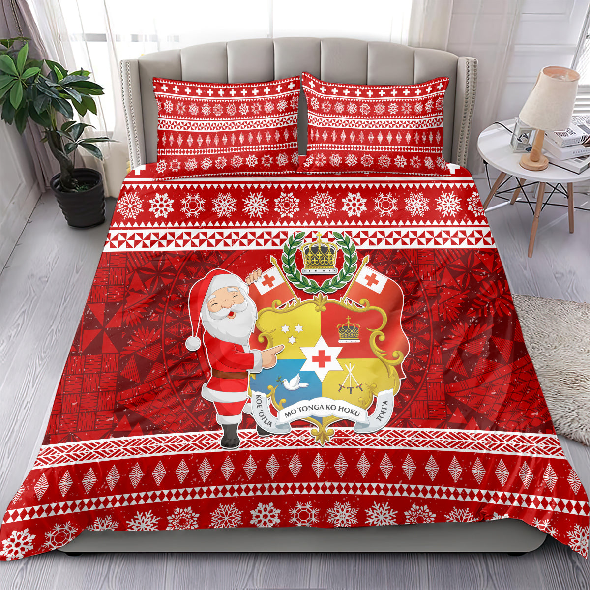 Tonga Christmas Bedding Set Kilisimasi Fiefia Santas Coat Of Arms LT05 - Polynesian Pride