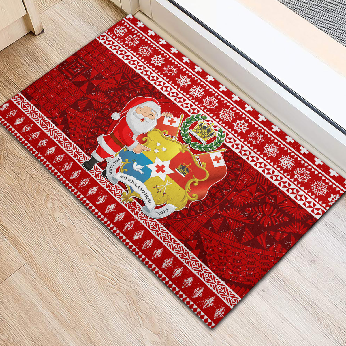 Tonga Christmas Rubber Doormat Kilisimasi Fiefia Santas Coat Of Arms LT05 - Polynesian Pride