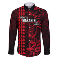 Personalized Hawaii Hauoli Makahiki Hou Family Matching Tank Maxi Dress and Hawaiian Shirt Lono Hawaiian God Kakau Polynesian Tribal Red LT05 Dad's Shirt - Long Sleeve Red - Polynesian Pride