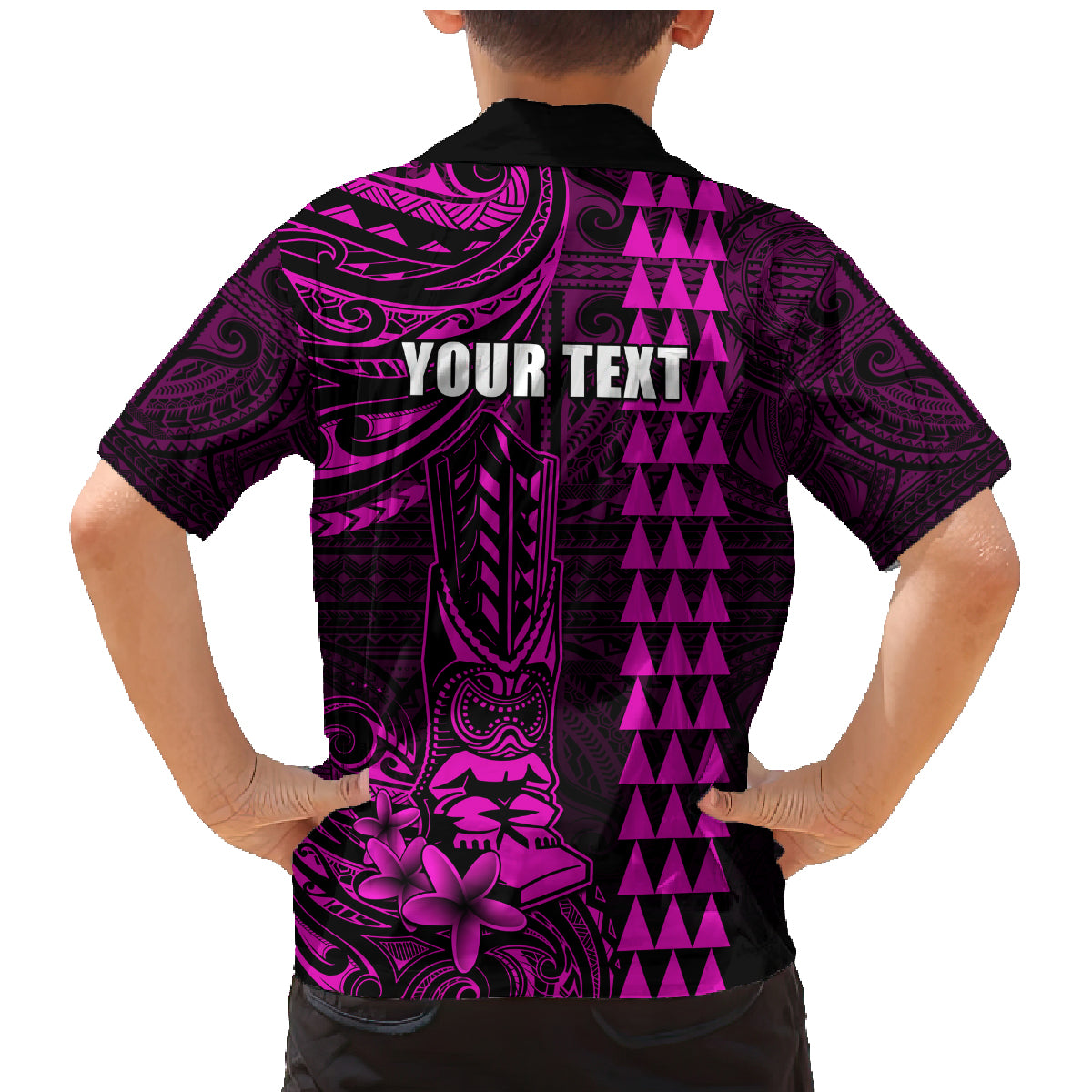 Personalized Hawaii Hauoli Makahiki Hou Family Matching Mermaid Dress and Hawaiian Shirt Lono Hawaiian God Kakau Polynesian Tribal Pink LT05 - Polynesian Pride