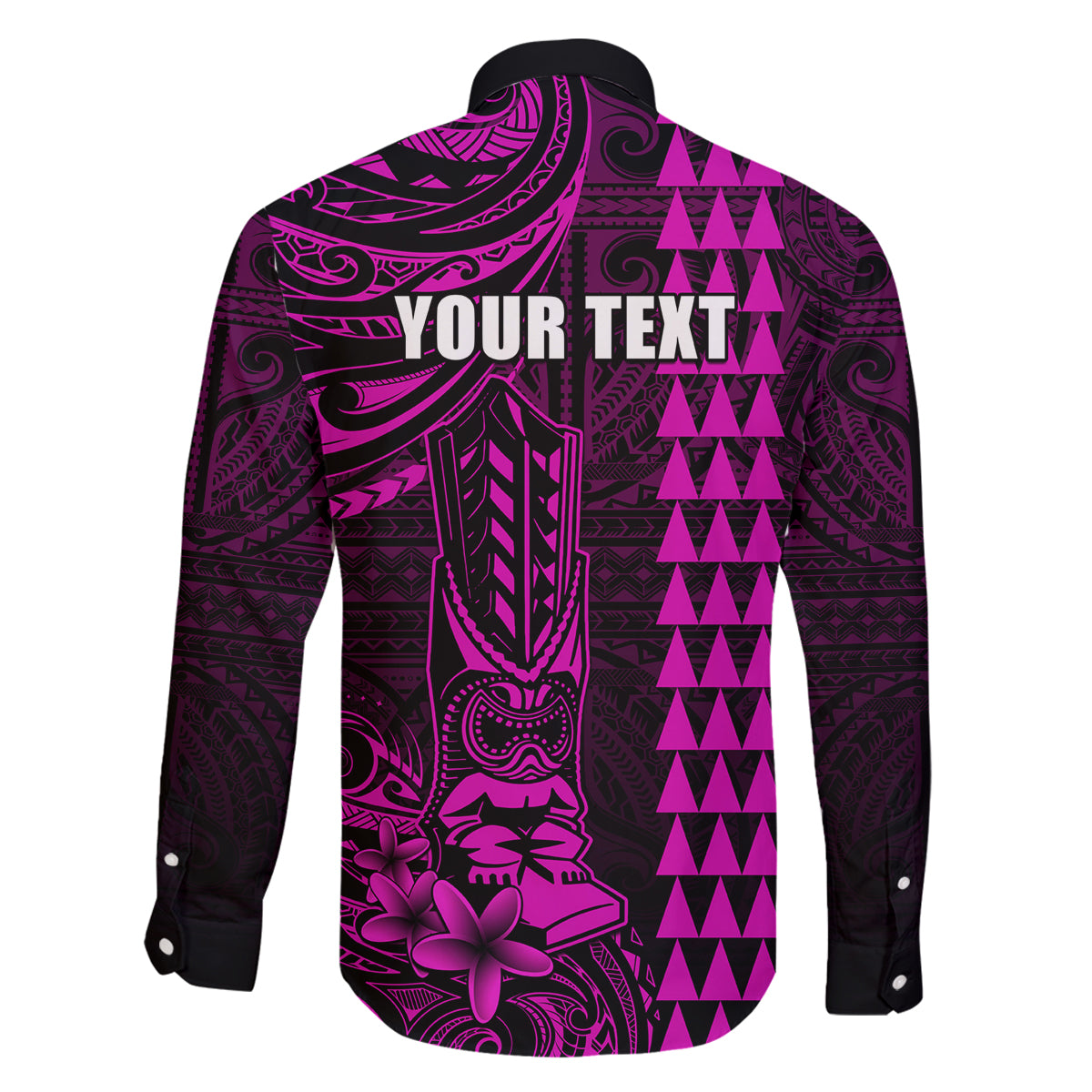 Personalized Hawaii Hauoli Makahiki Hou Family Matching Off Shoulder Long Sleeve Dress and Hawaiian Shirt Lono Hawaiian God Kakau Polynesian Tribal Pink LT05 - Polynesian Pride