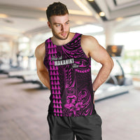 Personalized Hawaii Hauoli Makahiki Hou Men Tank Top Lono Hawaiian God Kakau Polynesian Tribal Pink LT05 - Polynesian Pride
