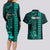 Personalized Hawaii Hauoli Makahiki Hou Couples Matching Long Sleeve Bodycon Dress and Hawaiian Shirt Lono Hawaiian God Kakau Polynesian Tribal Turquoise LT05 - Polynesian Pride