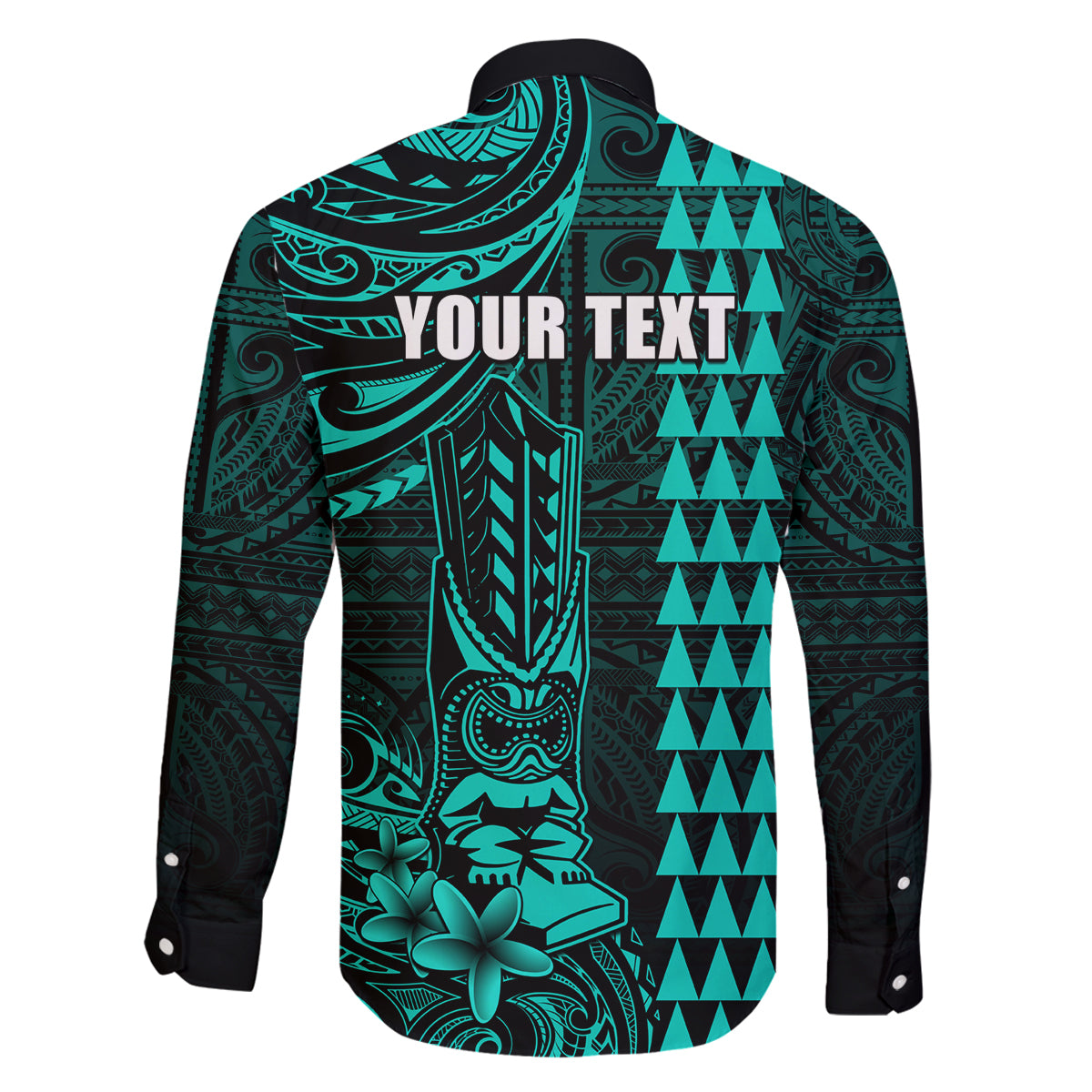 Personalized Hawaii Hauoli Makahiki Hou Family Matching Long Sleeve Bodycon Dress and Hawaiian Shirt Lono Hawaiian God Kakau Polynesian Tribal Turquoise LT05 - Polynesian Pride