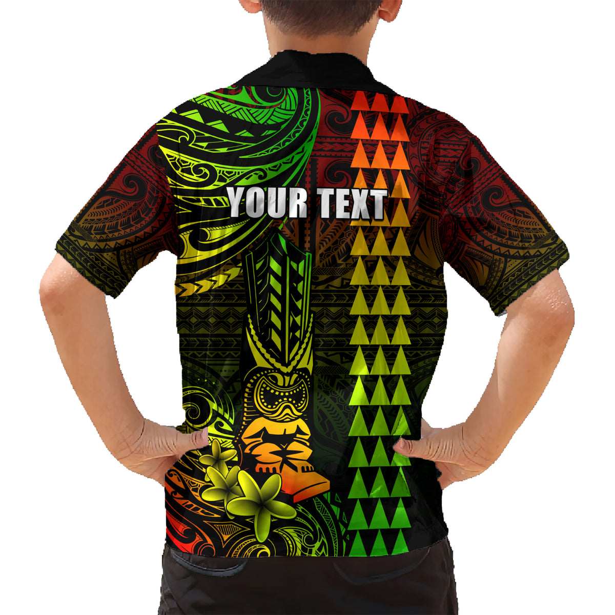 Personalized Hawaii Hauoli Makahiki Hou Kid Hawaiian Shirt Lono Hawaiian God Kakau Polynesian Tribal Reggae LT05 - Polynesian Pride