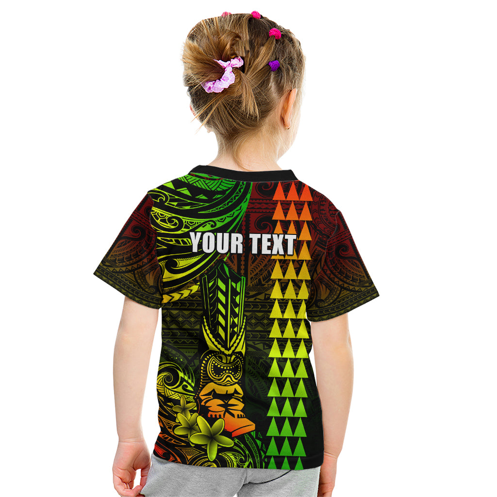 Personalized Hawaii Hauoli Makahiki Hou Kid T Shirt Lono Hawaiian God Kakau Polynesian Tribal Reggae LT05 - Polynesian Pride