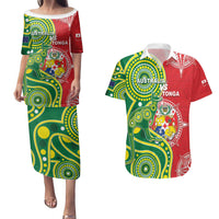 Custom Tonga Australia Rugby Couples Matching Puletasi and Hawaiian Shirt Kangaroos And Tonga Mate Maa Together