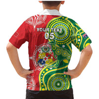 Custom Tonga Australia Rugby Family Matching Mermaid Dress and Hawaiian Shirt Kangaroos And Tonga Mate Maa Together