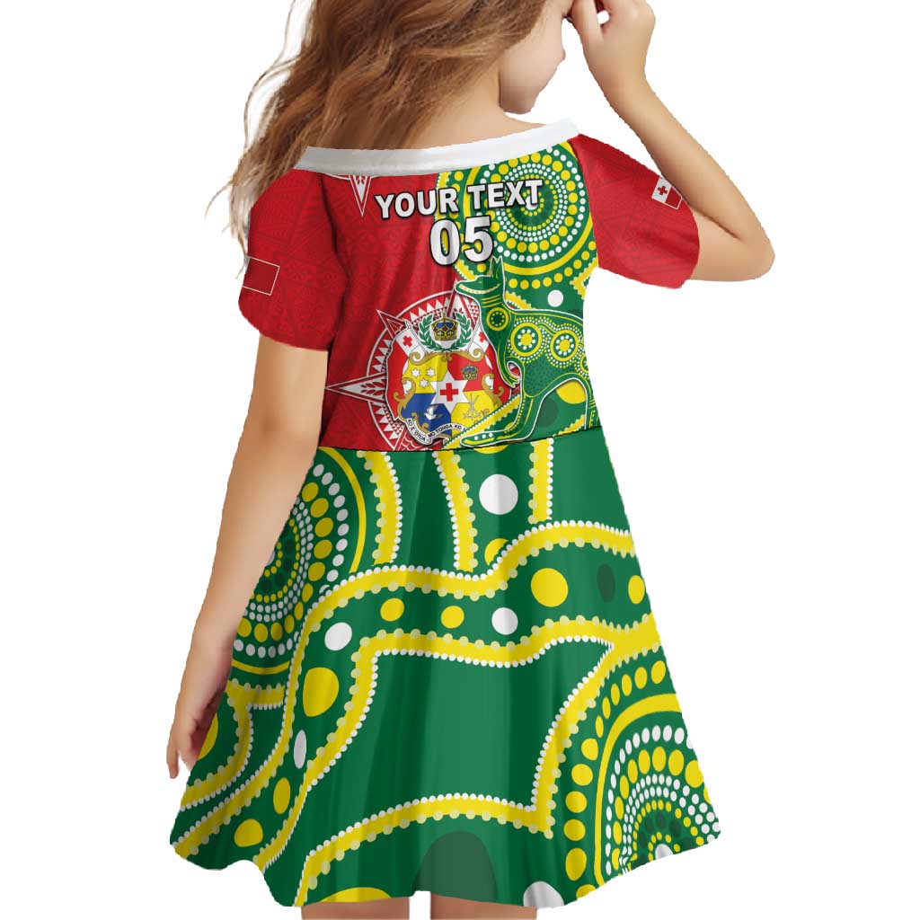 Custom Tonga Australia Rugby Family Matching Off Shoulder Maxi Dress and Hawaiian Shirt Kangaroos And Tonga Mate Maa Together LT05 - Polynesian Pride