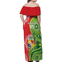 Custom Tonga Australia Rugby Family Matching Off Shoulder Maxi Dress and Hawaiian Shirt Kangaroos And Tonga Mate Maa Together LT05 - Polynesian Pride
