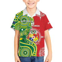 Custom Tonga Australia Rugby Family Matching Tank Maxi Dress and Hawaiian Shirt Kangaroos And Tonga Mate Maa Together LT05 Son's Shirt Green - Polynesian Pride