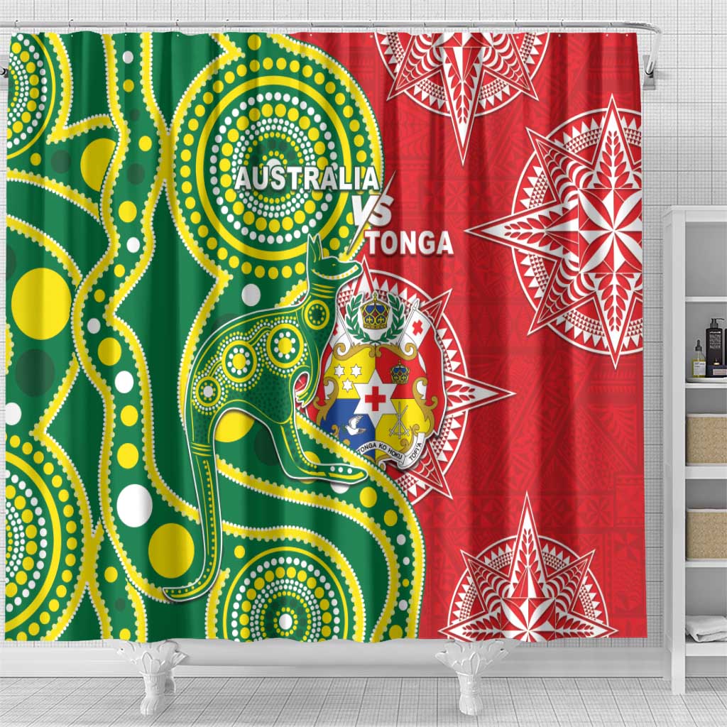 Tonga Australia Rugby Shower Curtain Kangaroos And Tonga Mate Maa Together