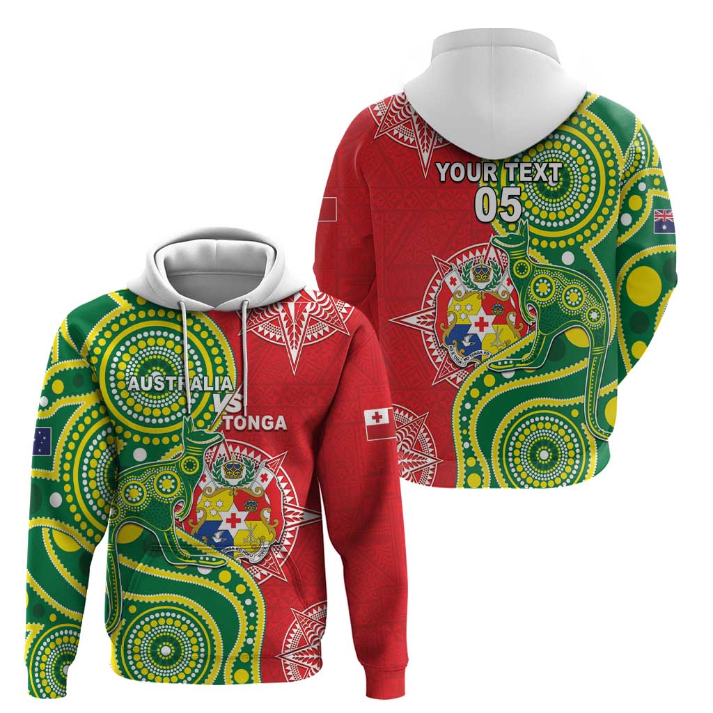 Custom Tonga Australia Rugby Zip Hoodie Kangaroos And Tonga Mate Maa Together