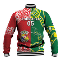 Custom Tonga XIII And Australia Kangaroos Baseball Jacket Mate Maa Tongan Ngatu With Aboriginal