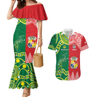 Custom Tonga XIII And Australia Kangaroos Couples Matching Mermaid Dress and Hawaiian Shirt Mate Maa Tongan Ngatu With Aboriginal LT05 Red - Polynesian Pride