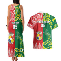 Custom Tonga XIII And Australia Kangaroos Couples Matching Tank Maxi Dress and Hawaiian Shirt Mate Maa Tongan Ngatu With Aboriginal