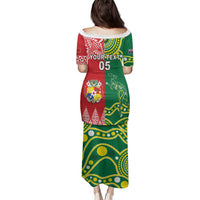 Custom Tonga XIII And Australia Kangaroos Family Matching Puletasi and Hawaiian Shirt Mate Maa Tongan Ngatu With Aboriginal LT05 - Polynesian Pride