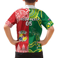 Custom Tonga XIII And Australia Kangaroos Family Matching Tank Maxi Dress and Hawaiian Shirt Mate Maa Tongan Ngatu With Aboriginal LT05 - Polynesian Pride