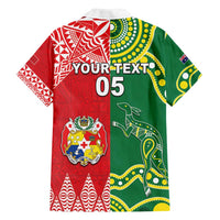 Custom Tonga XIII And Australia Kangaroos Family Matching Tank Maxi Dress and Hawaiian Shirt Mate Maa Tongan Ngatu With Aboriginal LT05 - Polynesian Pride