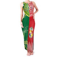 Custom Tonga XIII And Australia Kangaroos Family Matching Tank Maxi Dress and Hawaiian Shirt Mate Maa Tongan Ngatu With Aboriginal LT05 Mom's Dress Red - Polynesian Pride