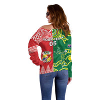 Custom Tonga XIII And Australia Kangaroos Off Shoulder Sweater Mate Maa Tongan Ngatu With Aboriginal