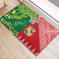 Custom Tonga XIII And Australia Kangaroos Rubber Doormat Mate Maa Tongan Ngatu With Aboriginal