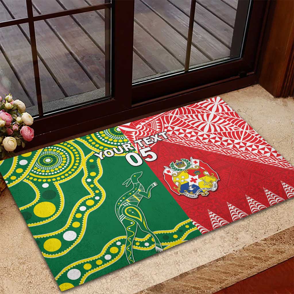 Custom Tonga XIII And Australia Kangaroos Rubber Doormat Mate Maa Tongan Ngatu With Aboriginal