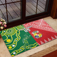 Custom Tonga XIII And Australia Kangaroos Rubber Doormat Mate Maa Tongan Ngatu With Aboriginal