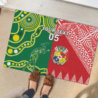 Custom Tonga XIII And Australia Kangaroos Rubber Doormat Mate Maa Tongan Ngatu With Aboriginal