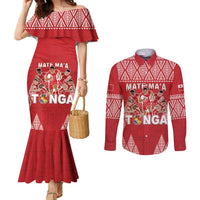 Custom Tonga Rugby Couples Matching Mermaid Dress and Long Sleeve Button Shirt Tonga Mate Ma'a Take The Lead