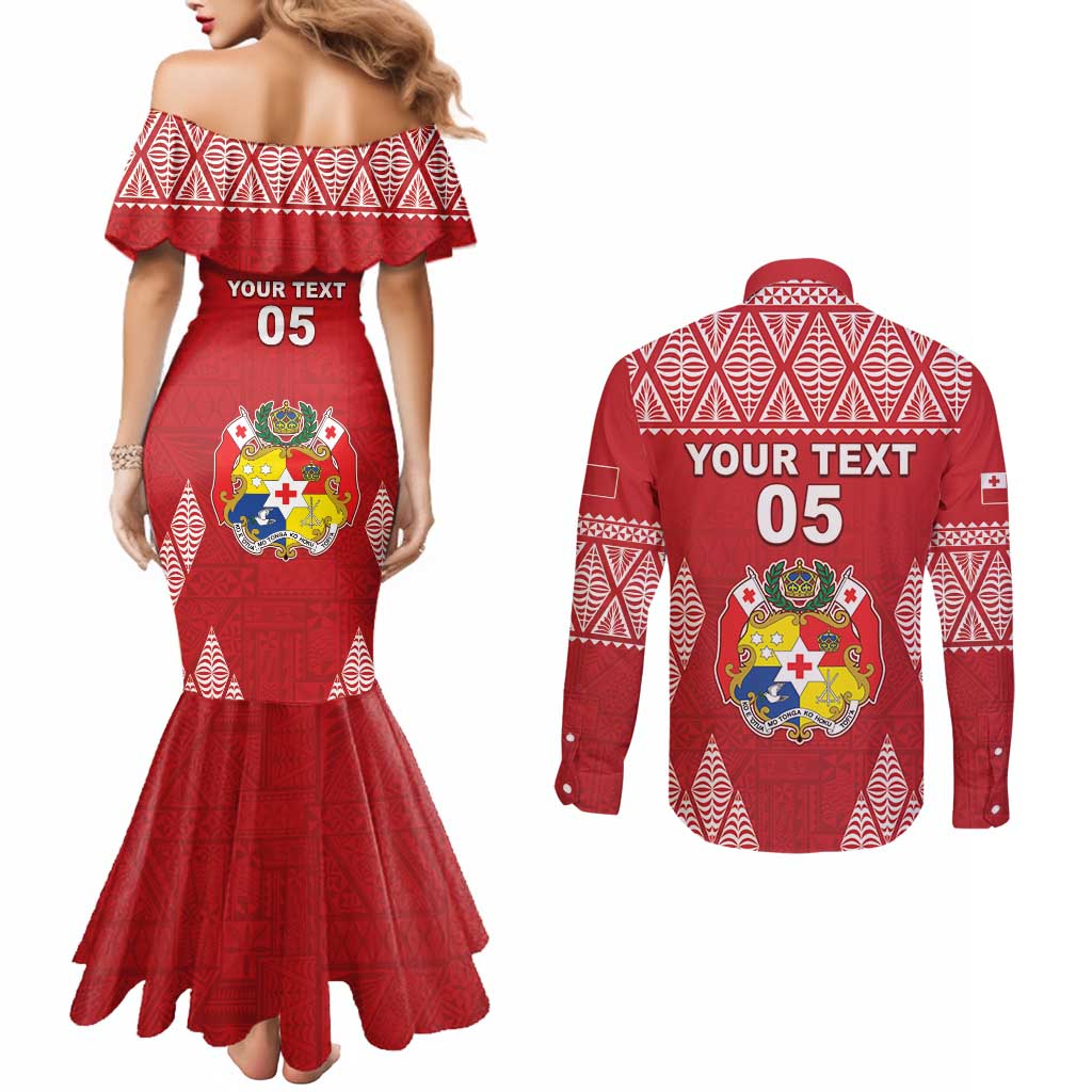 Custom Tonga Rugby Couples Matching Mermaid Dress and Long Sleeve Button Shirt Tonga Mate Ma'a Take The Lead