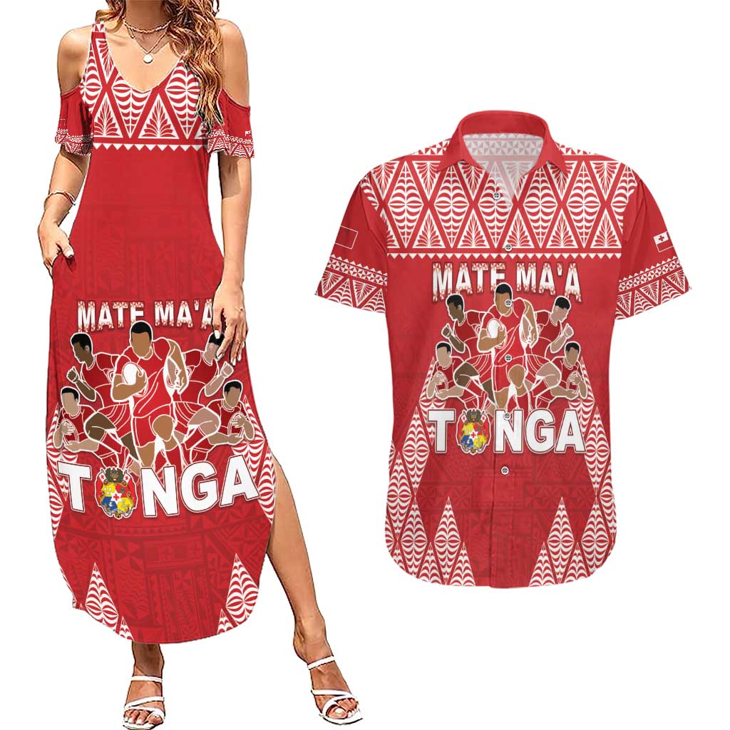 Custom Tonga Rugby Couples Matching Summer Maxi Dress and Hawaiian Shirt Tonga Mate Ma'a Take The Lead