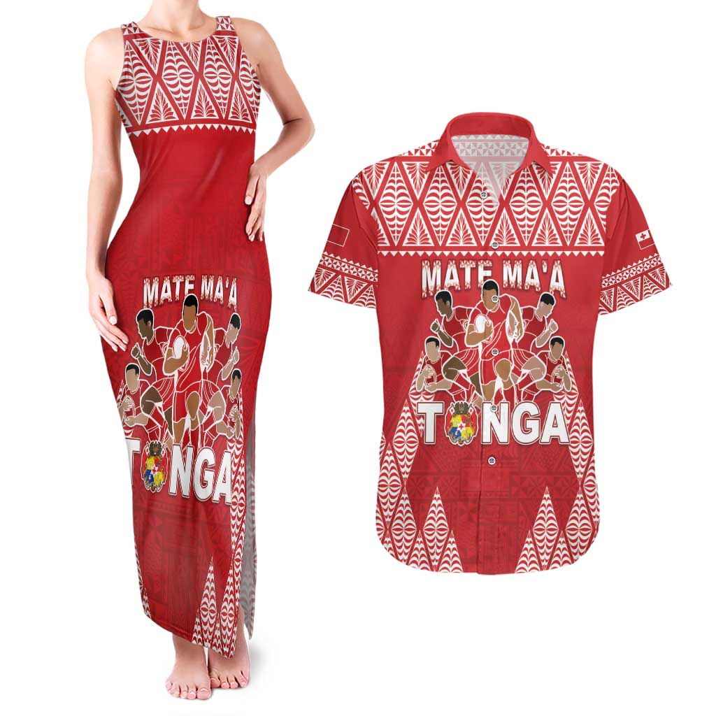 Custom Tonga Rugby Couples Matching Tank Maxi Dress and Hawaiian Shirt Tonga Mate Ma'a Take The Lead