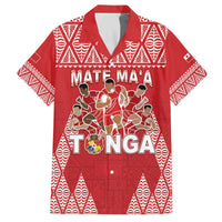Custom Tonga Rugby Family Matching Off The Shoulder Long Sleeve Dress and Hawaiian Shirt Tonga Mate Ma'a Take The Lead LT05 Dad's Shirt - Short Sleeve Red - Polynesian Pride