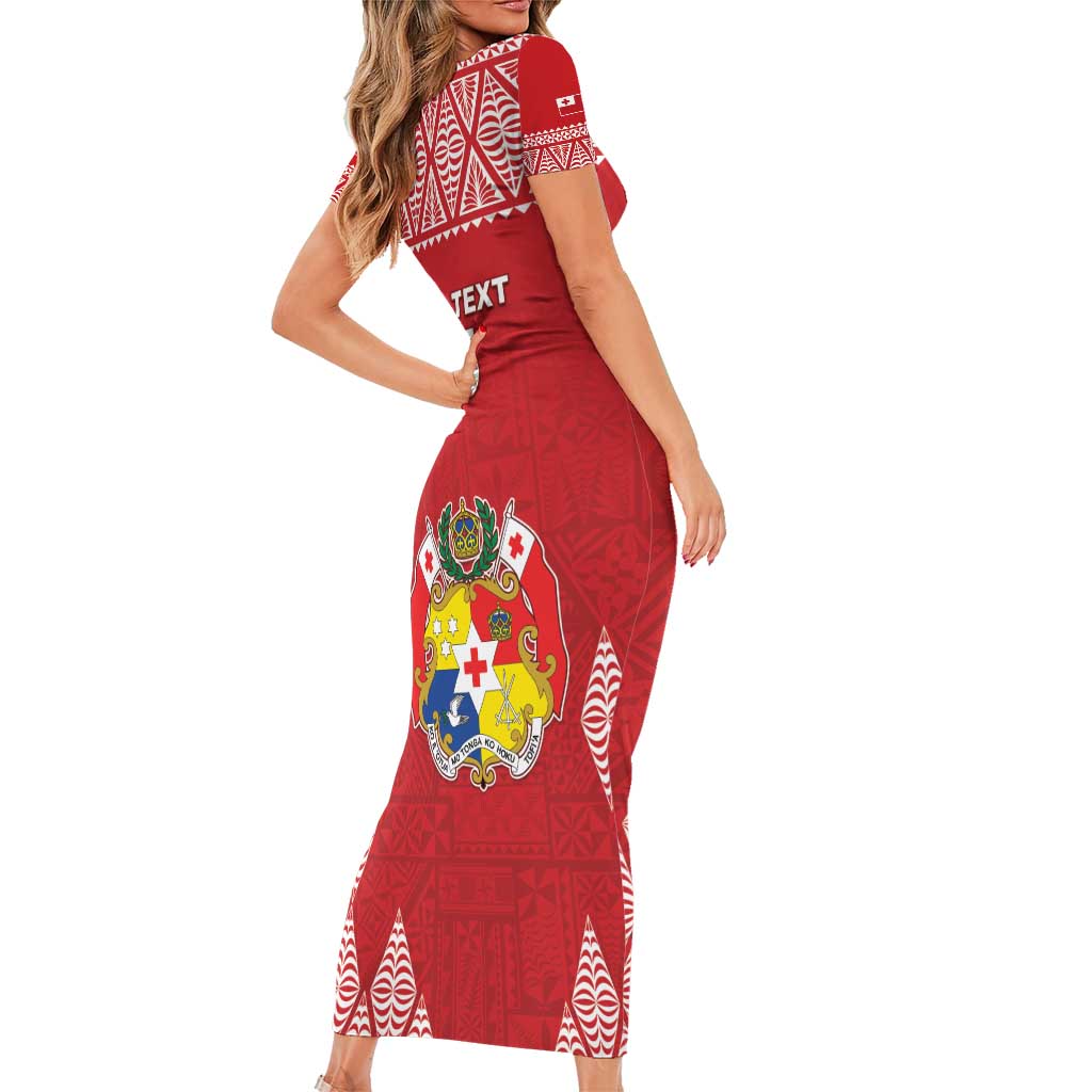 Custom Tonga Rugby Short Sleeve Bodycon Dress Tonga Mate Ma'a Take The Lead