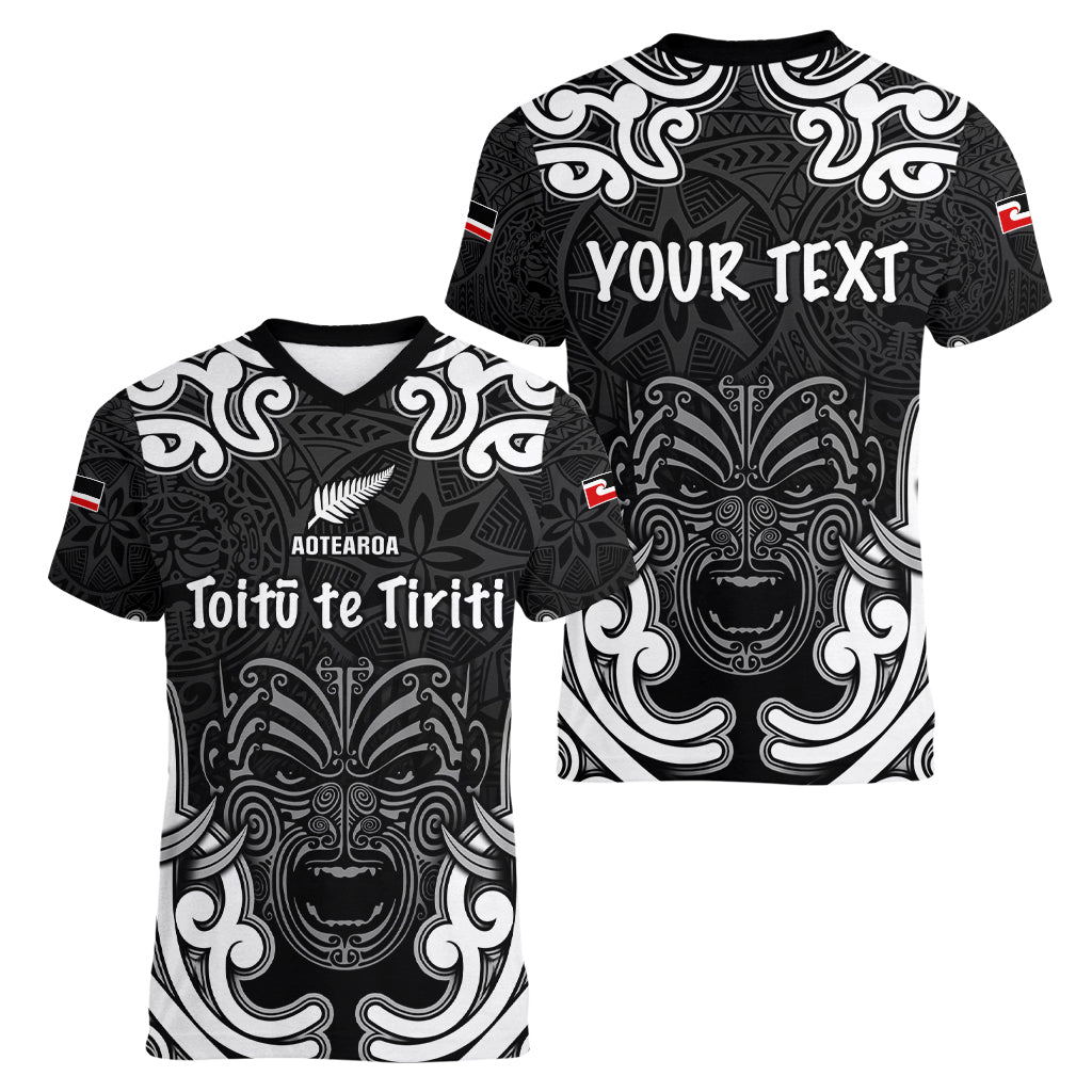 Personalised Aotearoa Women V Neck T Shirt Toitu Te Tiriti O Waitangi LT05 - Polynesian Pride
