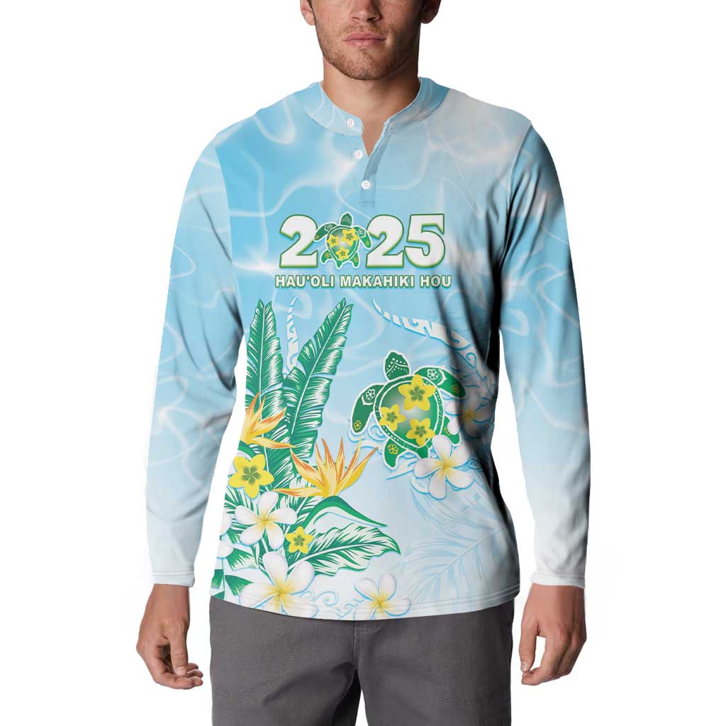 Personalised 2025 Aloha Hawaii Button Sweatshirt Tropical Flowers And Honu